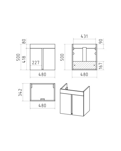 Торос - 50 Тумба подвесная прямая белый мрамор ПВХ