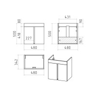 Торос - 50 Тумба подвесная прямая серый мрамор ПВХ