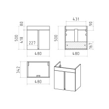 Торос - 50 Тумба подвесная прямая серый мрамор ПВХ