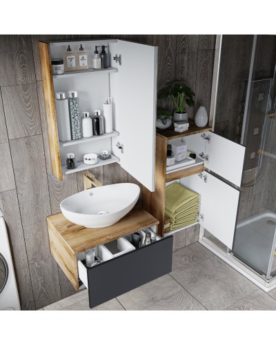 Ива - 90 Тумба подвесная Графит пленка 1 ящ