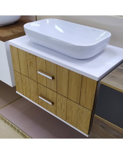 ALSKAR - 80 Тумба с фанеров. фасадом (бока бел. глянец) подвесной