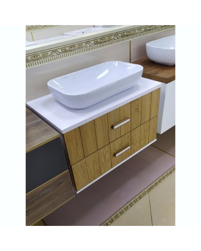 ALSKAR - 60 Тумба с фанеров. фасадом (бока бел. глянец) подвесной