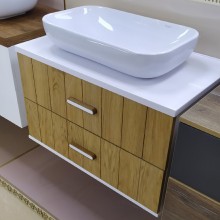 ALSKAR - 60 Тумба с фанеров. фасадом (бока бел. глянец) подвесной