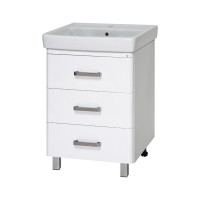 Гармония - 60 Тумба напольная  с 3 ящ. закруг. края белая эмаль (глянец)