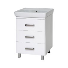 Гармония - 80 Тумба напольная  с 3 ящ. закруг. края белая эмаль (глянец)