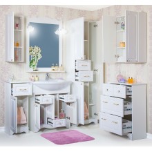 Тумба Бриклаер Анна 32 L 4627125411465 с бельевой корзиной Белая глянцевая