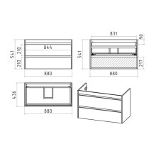 BALATON - 90 Тумба подвесная с 2 ящ., белый