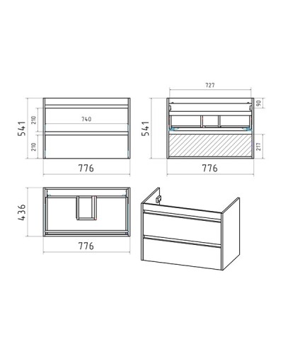 BALATON - 80 Тумба подвесная с 2 ящ., белый