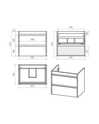BALATON - 65 Тумба подвесная с 2 ящ., белый