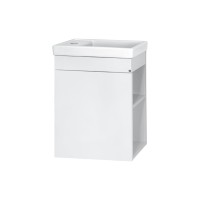 Лира - 40 Тумба прямая подвесная белая эмаль с отталкив. с бок. полками