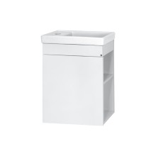 Лира - 40 Тумба прямая подвесная белая эмаль с отталкив. с бок. полками