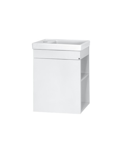 Лира - 40 Тумба прямая подвесная белая эмаль с отталкив. с бок. полками