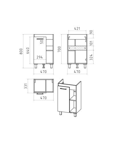 Крафт - 50 Тумба напольная 1 дв.