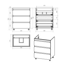 Чегет - 70 Тумба напольная 3 ящ. под стиральную машину, белая