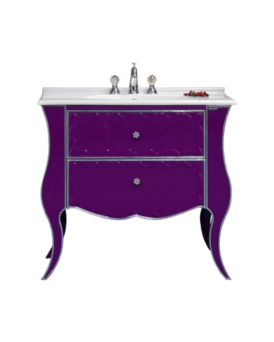 Анжелика -100 Тумба сиреневая сусальное серебро с 2 ящ./столешница
