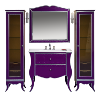 Анжелика -100 Тумба сиреневая сусальное серебро с 2 ящ./столешница