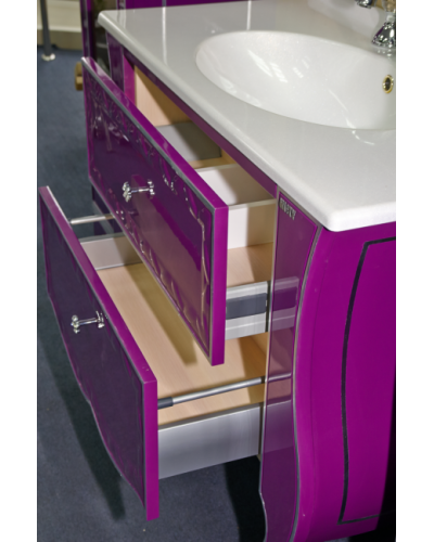 Анжелика -100 Тумба сиреневая сусальное серебро с 2 ящ./столешница