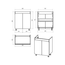 Чегет - 65 Тумба напольная прямая белая 2 дв. (эмаль глянец) О
