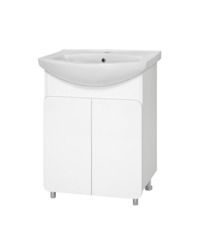 Чегет - 65 Тумба напольная прямая белая 2 дв. (эмаль глянец) О