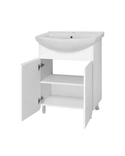 Чегет - 65 Тумба напольная прямая белая 2 дв. (эмаль глянец) О