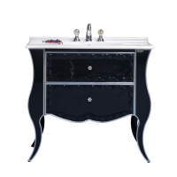 Анжелика -100 Тумба черная с серебром с 2 ящ./столешница