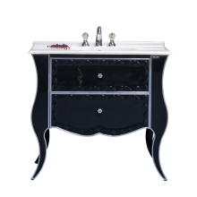 Анжелика -100 Тумба черная с серебром с 2 ящ./столешница