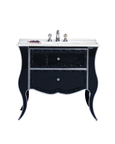 Анжелика -100 Тумба черная с серебром с 2 ящ./столешница