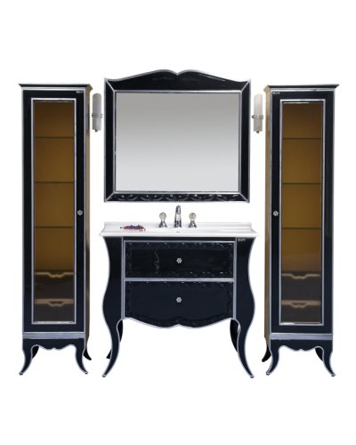 Анжелика -100 Тумба черная с серебром с 2 ящ./столешница