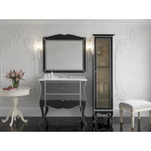 Анжелика -100 Тумба черная с серебром с 2 ящ./столешница