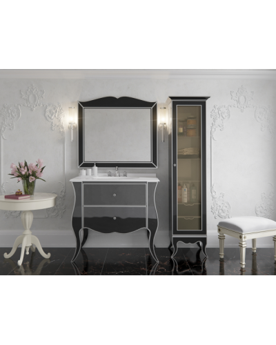 Анжелика -100 Тумба черная с серебром с 2 ящ./столешница