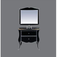 Анжелика -100 Тумба черная с серебром с 2 ящ./столешница