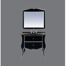 Анжелика -100 Тумба черная с серебром с 2 ящ./столешница