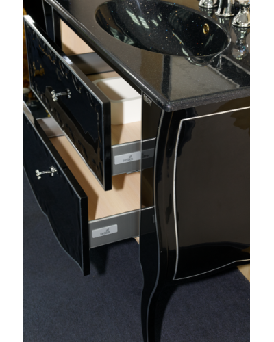 Анжелика -100 Тумба черная с серебром с 2 ящ./столешница