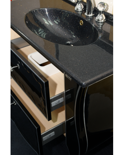 Анжелика -100 Тумба черная с серебром с 2 ящ./столешница