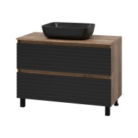 DAKOTA -100 Тумба напольная 2 ящ.  (ДСП (Дуб Гал. Черный кварц)