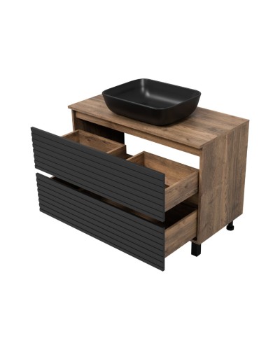 DAKOTA -100 Тумба напольная 2 ящ.  (ДСП (Дуб Гал. Черный кварц)