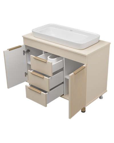 ENFIDA -100 Тумба напольная 3 ящ. бежевая мат. эмаль (Энфида)