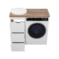 GRAFIT - 40 Тумба напольная 3 ящ. БЕЛАЯ под стиральную машину ПВХ