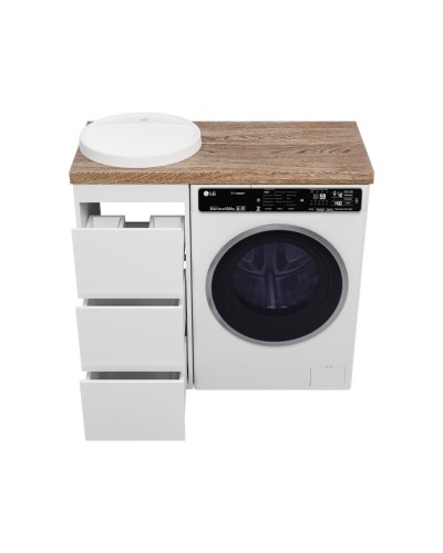 GRAFIT - 40 Тумба напольная 3 ящ. БЕЛАЯ под стиральную машину ПВХ