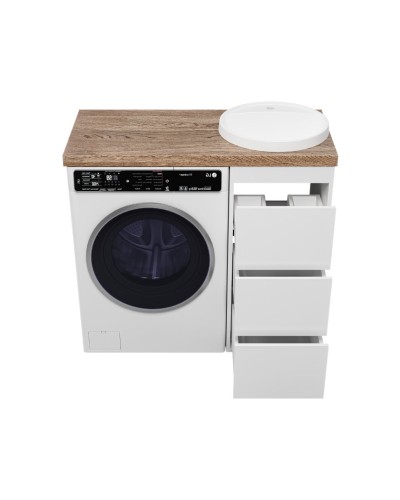 GRAFIT - 40 Тумба напольная 3 ящ. БЕЛАЯ под стиральную машину ПВХ