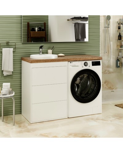 GRAFIT - 40 Тумба напольная 3 ящ. БЕЛАЯ под стиральную машину ПВХ