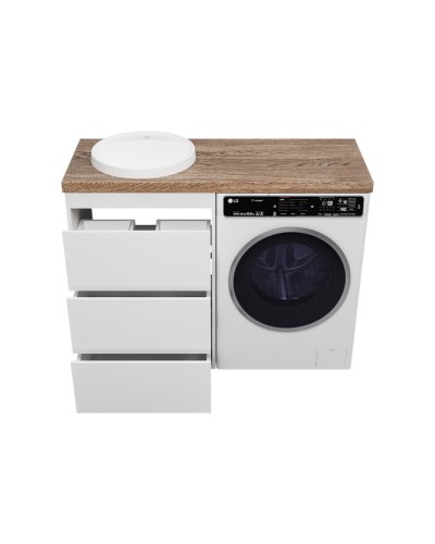 GRAFIT - 60 Тумба напольная 3 ящ. БЕЛАЯ под стиральную машину ПВХ