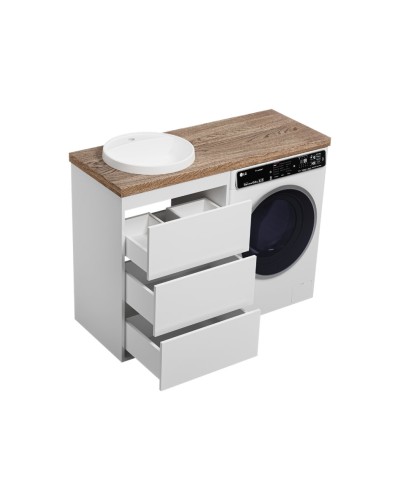 GRAFIT - 60 Тумба напольная 3 ящ. БЕЛАЯ под стиральную машину ПВХ