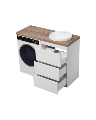 GRAFIT - 60 Тумба напольная 3 ящ. БЕЛАЯ под стиральную машину ПВХ