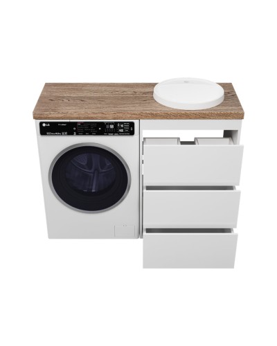 GRAFIT - 60 Тумба напольная 3 ящ. БЕЛАЯ под стиральную машину ПВХ