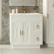 Амбра - 80 тумба белая с 2 ящ.