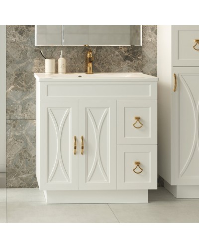 Амбра - 80 тумба белая с 2 ящ.