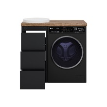 GRAFIT - 40 Тумба напольная 3 ящ. Графит, под стиральную машину ПВХ