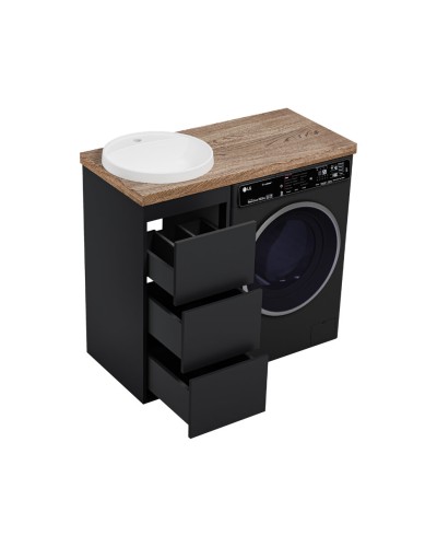 GRAFIT - 40 Тумба напольная 3 ящ. Графит, под стиральную машину ПВХ