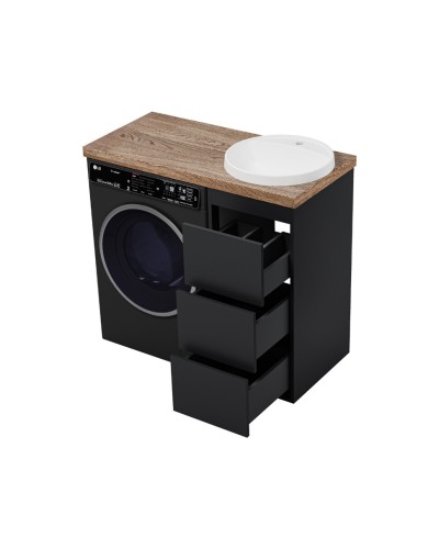 GRAFIT - 40 Тумба напольная 3 ящ. Графит, под стиральную машину ПВХ